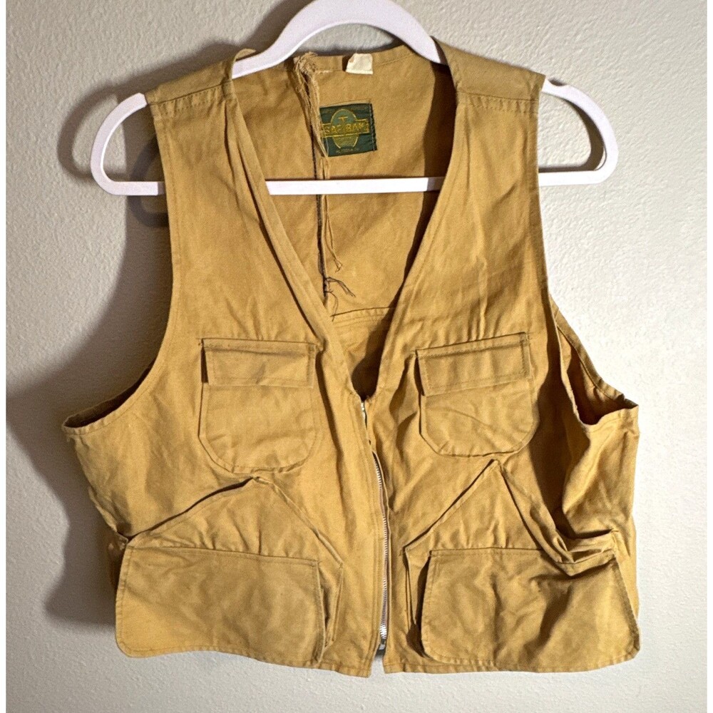 Saf-T-Bak Unisex Hunting Vest Tan Water Repellent Full Zip Pockets